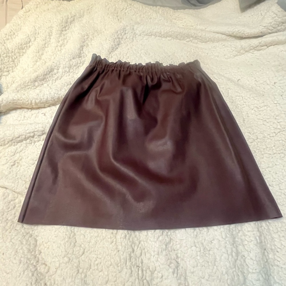LOFT Rich Brown Leather Mini Skirt. Size S Dress up or down.